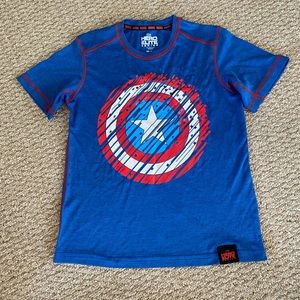 Marvel Comic Hero Elite Series boys Active Wear T-shirt Sz S captain america